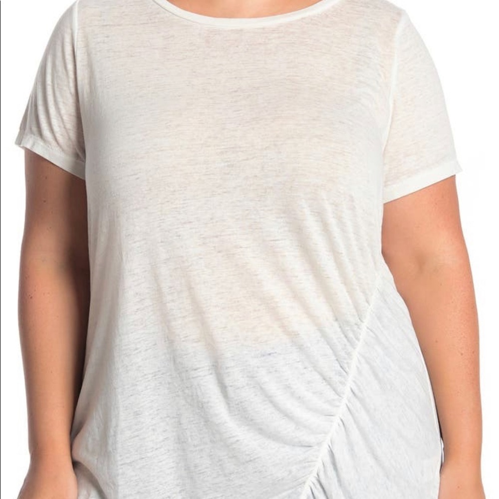 Susina White Snow Burnout Ruched Tee SZ M